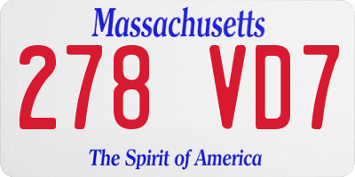 MA license plate 278VD7