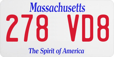 MA license plate 278VD8