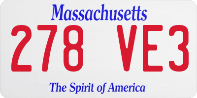 MA license plate 278VE3