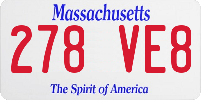 MA license plate 278VE8