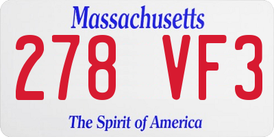 MA license plate 278VF3