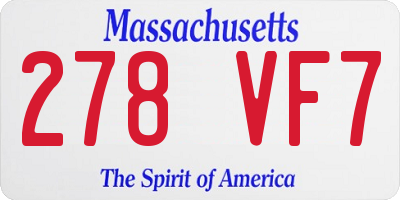 MA license plate 278VF7