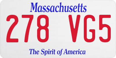 MA license plate 278VG5