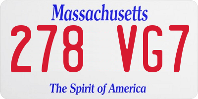 MA license plate 278VG7