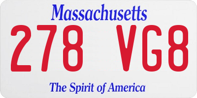MA license plate 278VG8