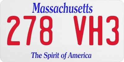 MA license plate 278VH3