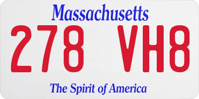 MA license plate 278VH8