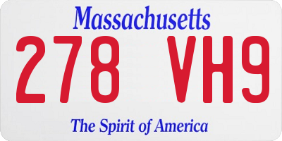 MA license plate 278VH9
