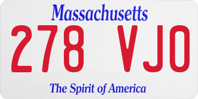 MA license plate 278VJ0