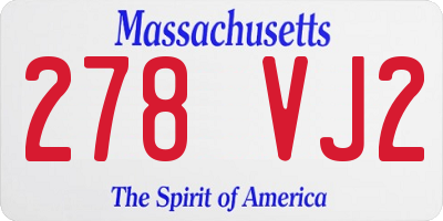MA license plate 278VJ2
