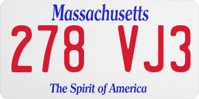 MA license plate 278VJ3