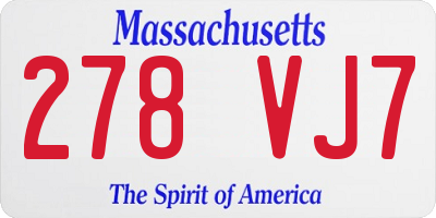 MA license plate 278VJ7