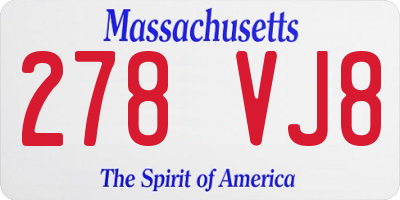 MA license plate 278VJ8