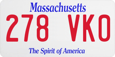 MA license plate 278VK0