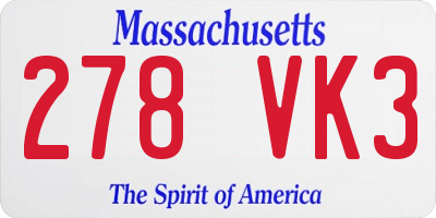 MA license plate 278VK3