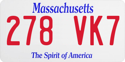MA license plate 278VK7