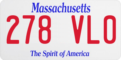 MA license plate 278VL0