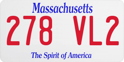 MA license plate 278VL2
