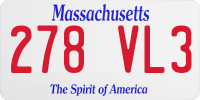 MA license plate 278VL3