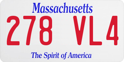 MA license plate 278VL4