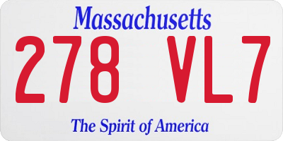 MA license plate 278VL7