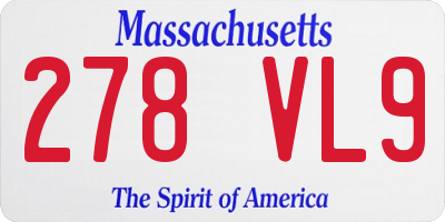 MA license plate 278VL9