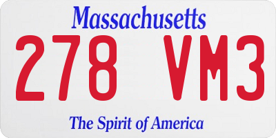 MA license plate 278VM3