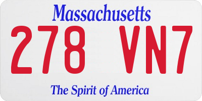 MA license plate 278VN7