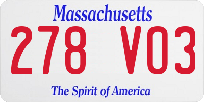 MA license plate 278VO3