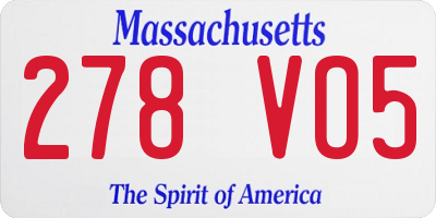 MA license plate 278VO5