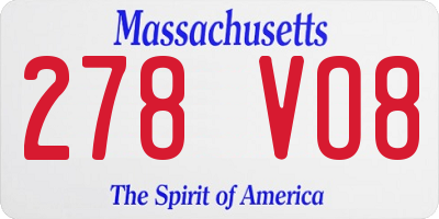 MA license plate 278VO8