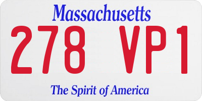 MA license plate 278VP1