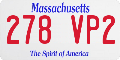 MA license plate 278VP2