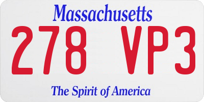 MA license plate 278VP3
