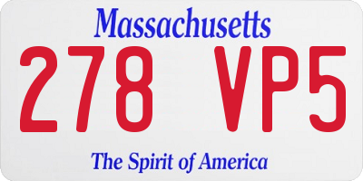 MA license plate 278VP5