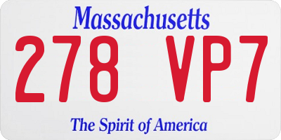 MA license plate 278VP7