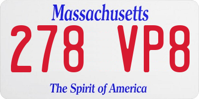 MA license plate 278VP8