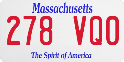 MA license plate 278VQ0