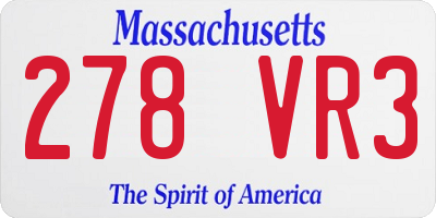 MA license plate 278VR3
