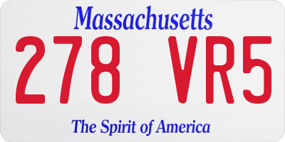 MA license plate 278VR5