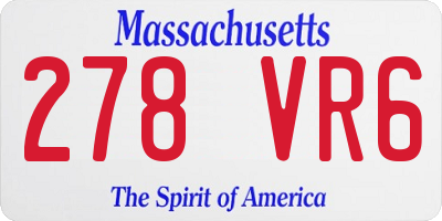 MA license plate 278VR6