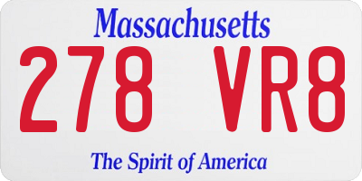 MA license plate 278VR8