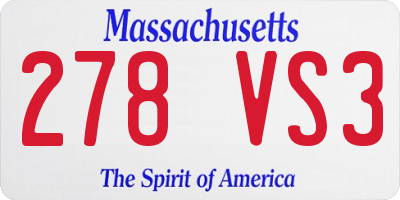 MA license plate 278VS3