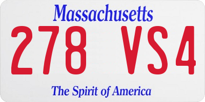 MA license plate 278VS4