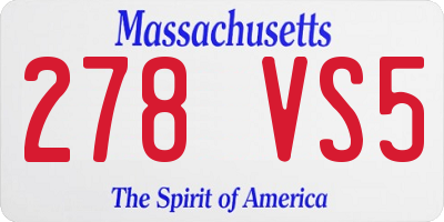MA license plate 278VS5