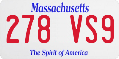 MA license plate 278VS9