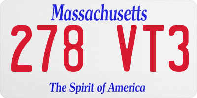 MA license plate 278VT3