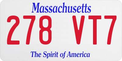 MA license plate 278VT7