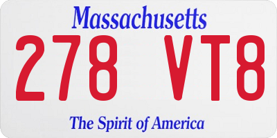 MA license plate 278VT8
