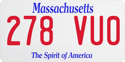 MA license plate 278VU0